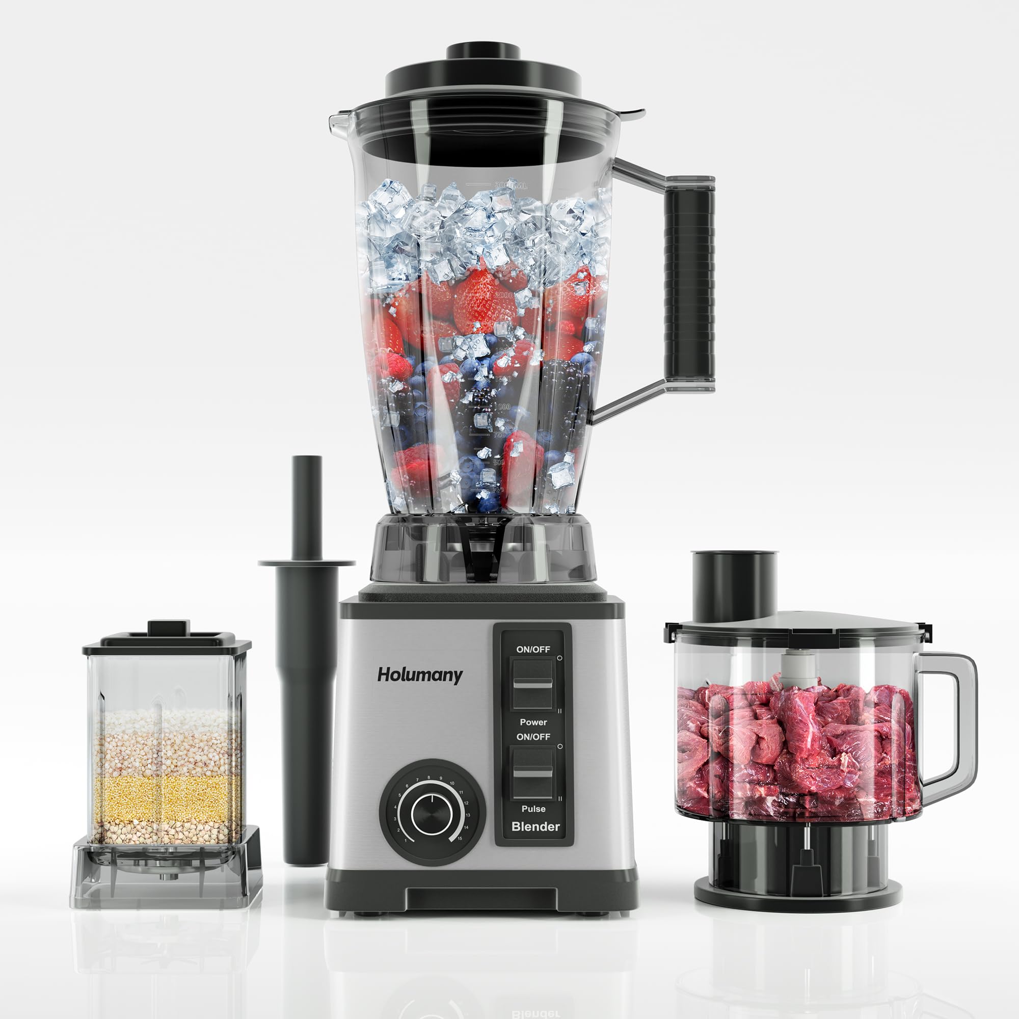 Blenders for Kitchen 1200W Countertop Blender with 100oz Pitcher for Smoothies/Shakes Blender and Food Processor Combo with 3-Cup Vegetable Chopper and Grinding Cup