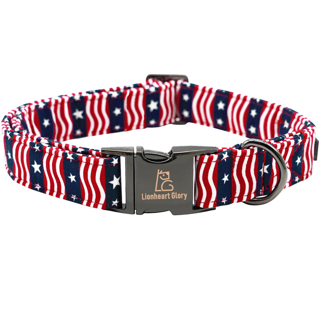 Lionheart glory American Flag Dog Collar 4 of July Dog Collar Heavy Duty Adjustable Patriotic Dog Collars for Small Dogs Pet Gift Summer Collars Independence Day Dog Collar