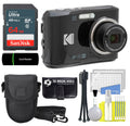 KODAK PIXPRO FZ45 16MP Digital Camera 27mm Optical Zoom Wide Angle 1080P 2.7" Full HD LCD Camera (Black) + 64GB Card & Reader + Case + Memory Wallet +