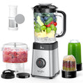 Sangcon Blenders and Food Processor Combo for Kitchen 5 in 1 Blender for Shakes and Smoothies Meat Chopped Grinding & more 40 oz Jar & 17oz Cup with To-Go Lid Stainless Steel Silver