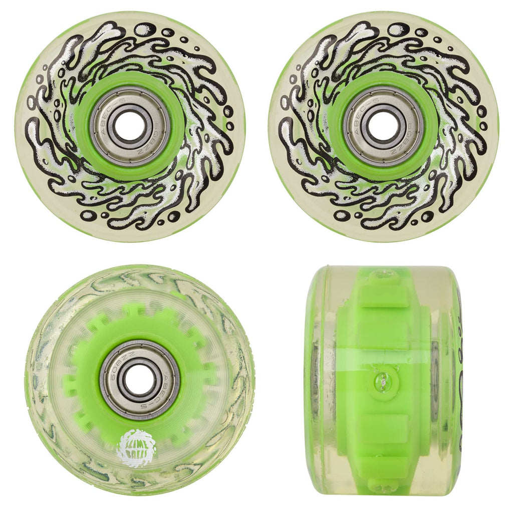 Slime Balls Skateboard Wheels OG Slime 60mm 78A Green LED Light Ups Old School